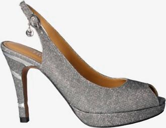 J. Rene&eacute; Womens Onille Sling Back Pumps In Pewter Dance Glitter