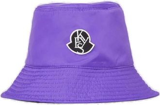 Moncler Logo Bucket Hat - Dames - Hoeden - Paars - L - Polyester - Accessoires