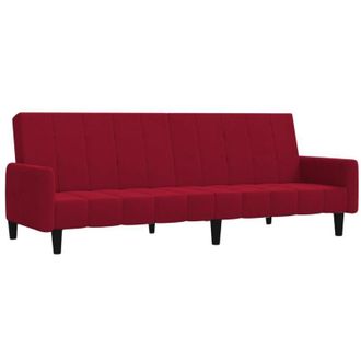 vidaXL Sof&aacute; Cama De 2 Plazas Terciopelo Color Vino Tinto Vidaxl
