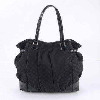 Gucci Black Leather Nylon Handbag Shoulder Bag Tote Bag (Pre-Owned)