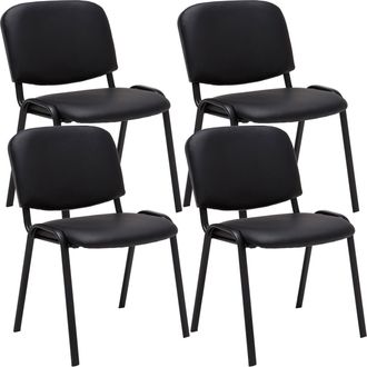 Clp Clp - Set De 4 Sillas De Reuniones Ken En Cuero Pu Negro