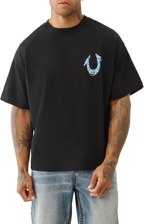 True Religion Painted Oversized Cotton Graphic T-Shirt in Jet Black at Nordstrom, Size Xxx-Large
