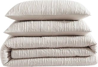Kenneth Cole Serenity Wavy Lines Embossed Comforter Set in Light Beige at Nordstrom Rack, Size Full/queen