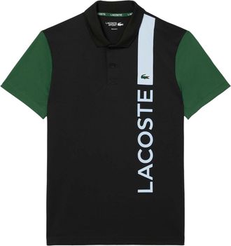 Lacoste Mens Dry Print Branding Tennis Polo Shirt in Black - Size X-Small