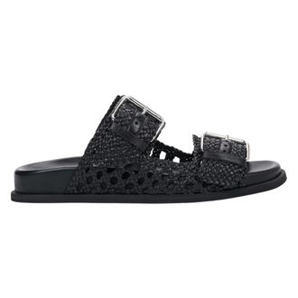 Guglielmo Rotta Sliders, female, Black, Size: 10 US Leather Slides