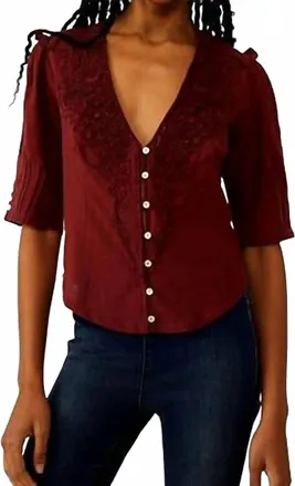 Free People Cotton Embroidered Blouse