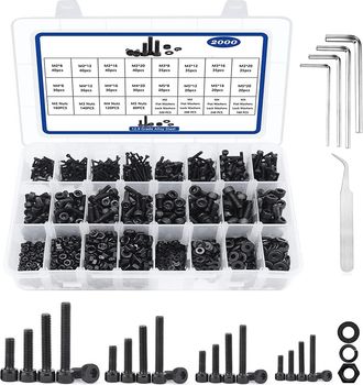 OEM Juego De 2000 Tornillos De Cabeza Cil&iacute;ndrica Hexagonal Interior Con Amortiguaci&oacute;n El&aacute;stica Y Amortiguaci&oacute;n Plana M2 / M3 / M4 / M5
