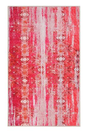 Wecon Home Alfombra de ba&ntilde;o de estilo vintage impresi&oacute;n digital rosa 80x150