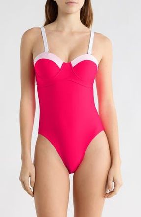 Betsey Johnson Underwire One-Piece Swimsuit in Pink at Nordstrom Rack, Size X-Large
