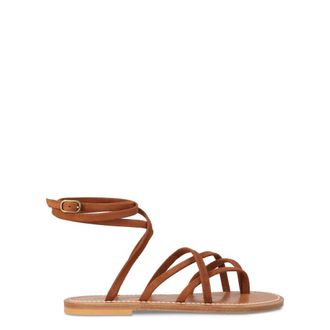 K.Jacques Flat Sandals, female, Brown, Size: 6 US Amaretto Leather Sandals