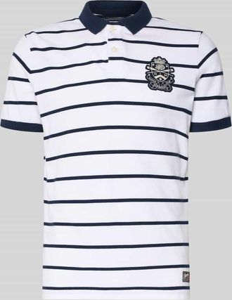 Superdry Slim Fit Poloshirt mit Label-Stitching und Knopfleiste in Offwhite, Gr&ouml;&szlig;e XXXL