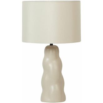 Beliani Lampada da tavolo in ceramica con paralume a tamburo beige Beige Vilar