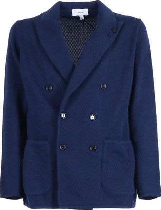 Lardini Double Breasted Textured Knit Blazer
