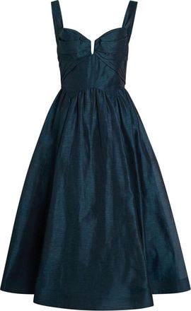 Zimmermann Rebellion Pleated Linen and Silk-blend Midi Dress - Teal - 4 (UK 16 / XL)