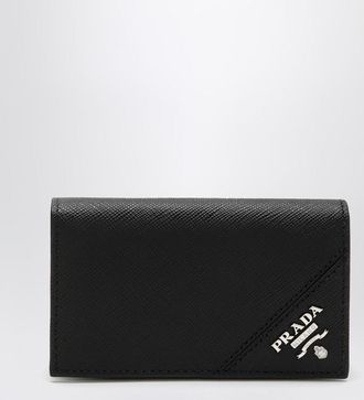 Prada Black cardholder with flap in Saffiano leather