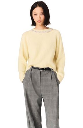 Maje Removable jewel collar sweater in Pale Yellow at Nordstrom, Size X-Small