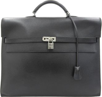 Herm&egrave;s Black Epsom Leather Briefcase (Pre-Owned)