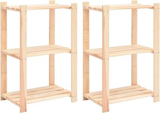 vidaXL Vidaxl - Estanter&iacute;a 3 Niveles 2 Unidades Madera Pino Maciza 150 Kg