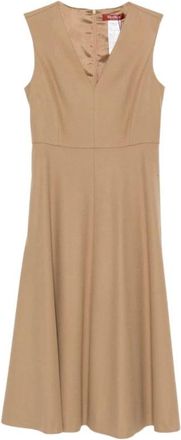 Max Mara Mstcurva V-Neck Midi Jurk - Dames - Casual kleedjes - Beige - XS - Kleedjes