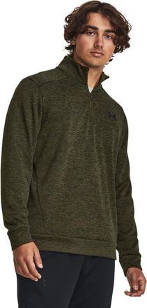 Under Armour Mens Fleece Twist Quarter Zip Hooded Sweatshirt, (391) Marine Od Green/Black/Black, M