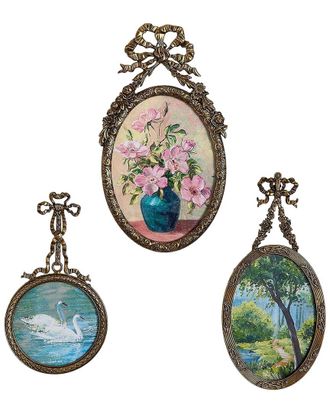 Two's Company Set Of 3 Heirloom Antique Bow & Flower Hanging Frames