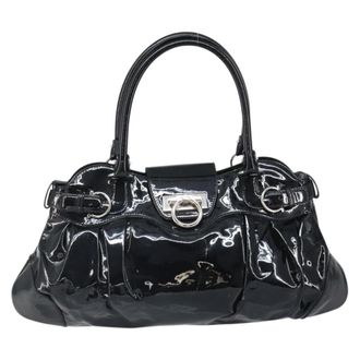 Ferragamo Marisa Crossbody Patent Leather Black Patent_Leather Handbag (Pre-Owned)