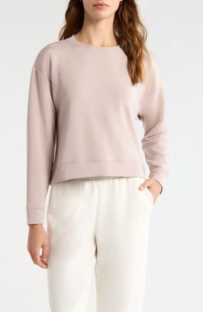 Swannies Sienna Crop Performance Sweatshirt in Tan at Nordstrom, Size X-Large