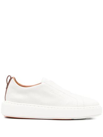 Santoni leather slip-on sneakers - Grey