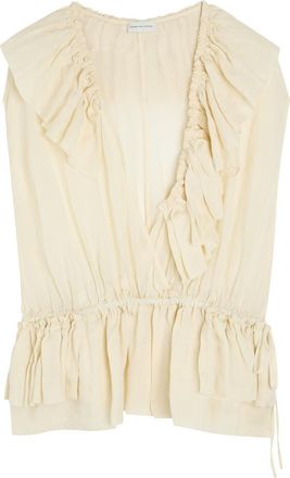 Dries Van Noten Cally Bis Ruffle Woven Blouse - Ivory - 42 (UK14 / L)