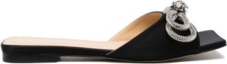 Mach & Mach Double Bow flat mules - women - Fabric/Leather/Rubber - 36 - Black
