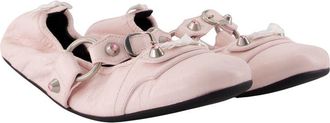 Balenciaga Womens City Ballerinas - Balenciaga Leather Pink Lambskin Shoes Flat-Shoes
