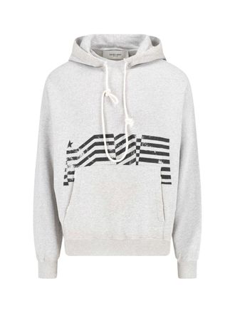 Golden Goose Gray Flag Vintage Cotton Hooded Sweatshirt