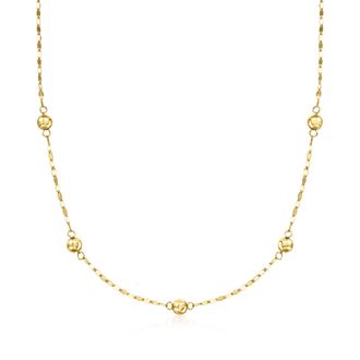 Ross-Simons Italian 14kt Yellow Gold Bead Station Lumachina-Chain Necklace