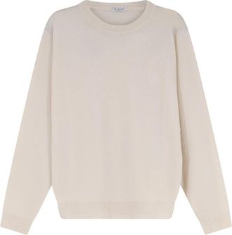 Brunello Cucinelli Trui met Ronde Hals van Kasjmier - Dames - Cashmere truien - Beige - L - Kasjmier - Truien & Vesten