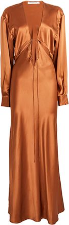 CHRISTOPHER ESBER Triquetra Front-tie Maxi Dress in Silk-satin Size XXS