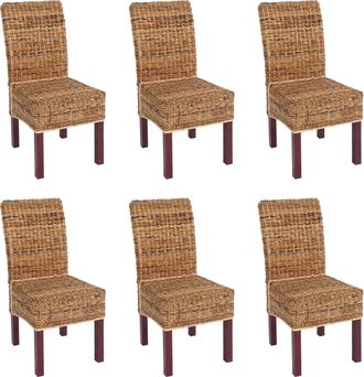 Hhg [nunca Usado] Lote De 6 Sillas De Comedor Silla De Mimbre M69 Silla Bali Mimbre Pl&aacute;tano, Light, Sin Cojines