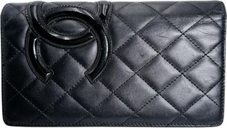 Chanel Black Leather Long Wallet (Bi-Fold) (Pre-Owned)