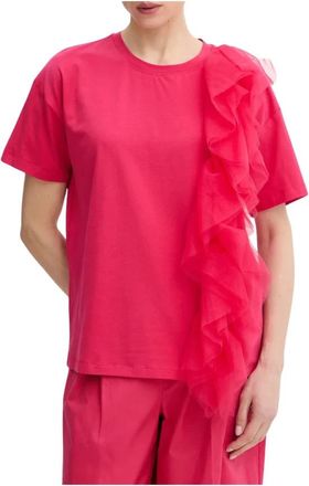 Twinset Tulle Doubled T-shirt - Dames - T-shirts - Roze - XS - Katoen - Tops