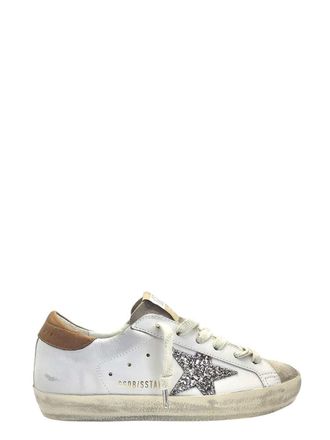 Golden Goose Super Star Obermaterial aus Leder und Ferse aus Wildleder mit glitzerndem Stern