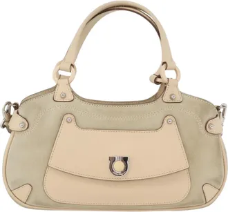 Ferragamo Gancini Suede Beige Suede Handbag (Pre-Owned)