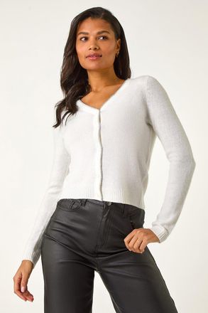 Roman Sparkly V-Neck Ribbed Cardigan