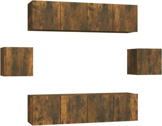 vidaXL 6 Piece TV Cabinet Set Smoked Oak Engineered Wood vidaXL