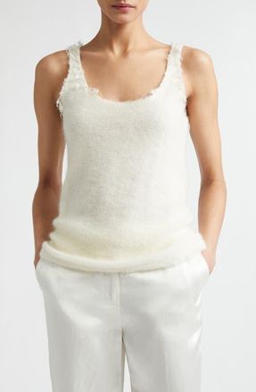 Toteme Distressed Mohair & Wool Blend Sweater Tank in Off-White at Nordstrom, Size X-Large