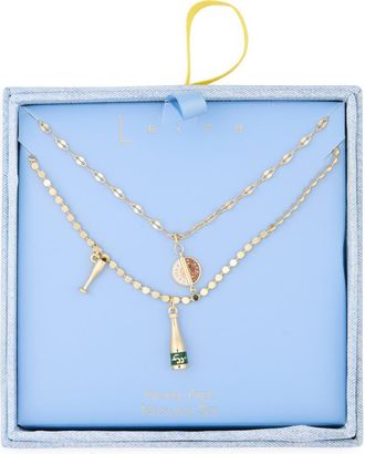Leith Two Row Caviar & Bubbles Pendant Necklace in Green Multi- Gold at Nordstrom Rack