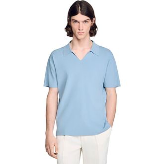 Sandro Stretch knit polo shirt in Sky Blue at Nordstrom, Size Xx-Large