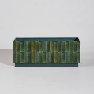 Maisons du monde Jardinera de hierro forjado con estampado zellige verde