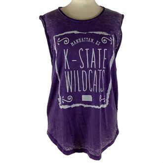 Pressbox Womens Kansas State University Ruffy Tank In Purple