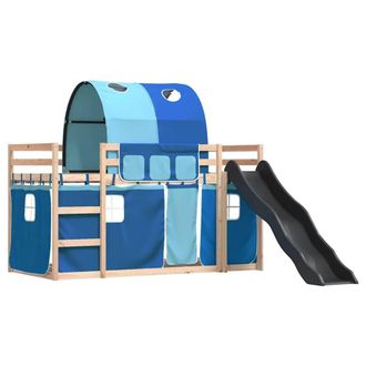 Berkfield Home Elegant Bunk Bed without Mattress with Slide & Curtains Blue 80