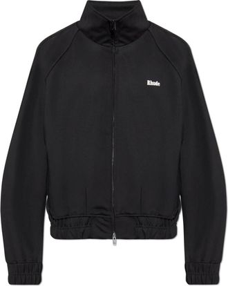 Rhude Zip-throughs, male, Black, Size: S Logo hoodie