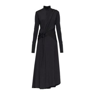 Victoria Beckham Kleedjes, Dames, Zwart, 2Xs, Leer, Asymmetrische jurk met coltrui